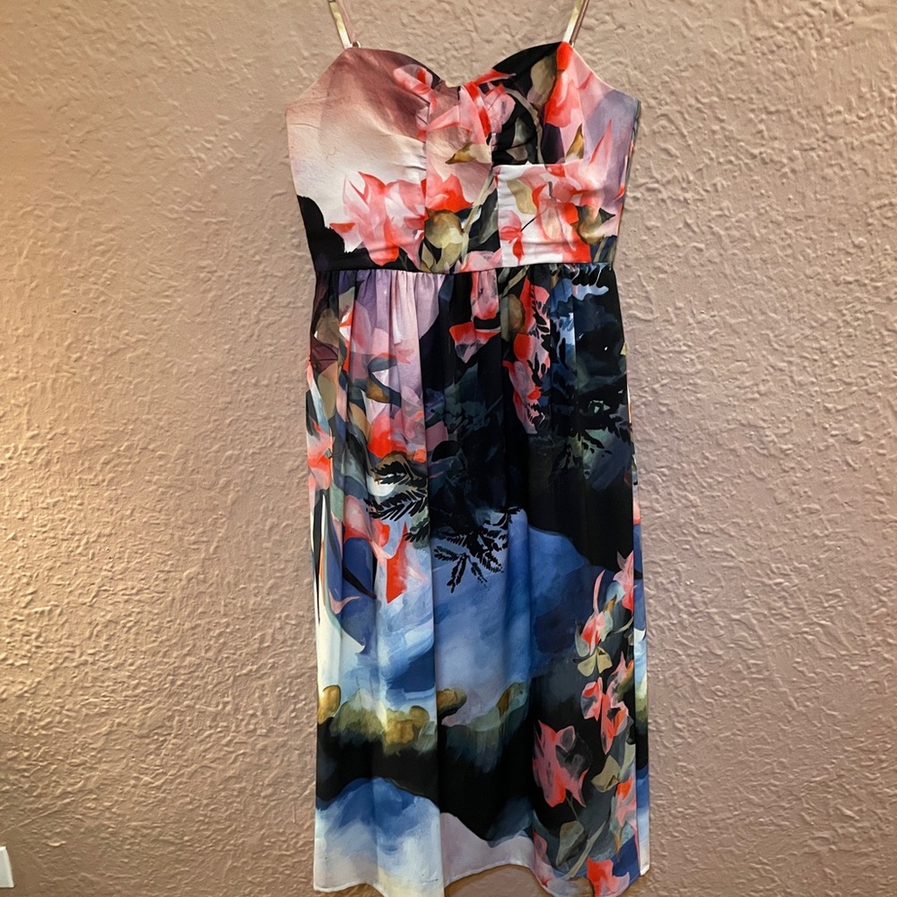 Watercolor Abstract Floral Print Dress